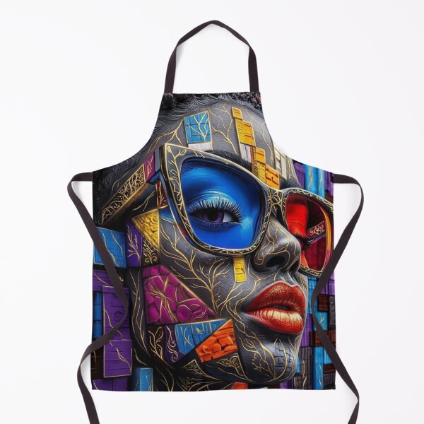 Item preview, Vibrant Mosaic Queen: Cyberpunk Gold & Color Art designed and sold by Remix Vision.