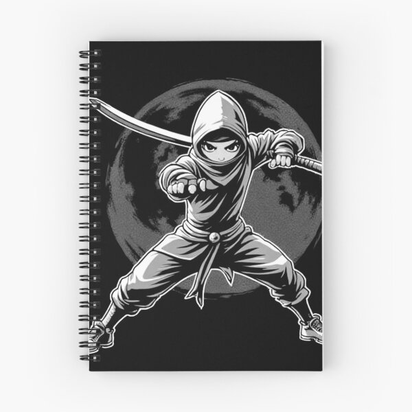 Item preview, BW Kunoichi Assassin - Ninja with Katana under the full moon designed and sold by A Greek geek Girl.