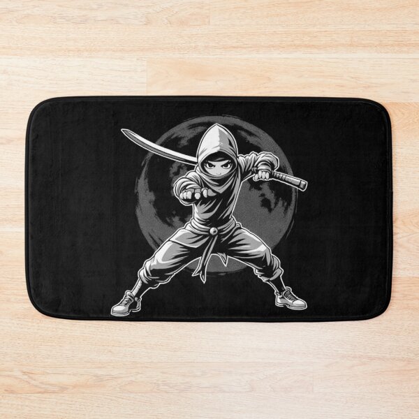 Item preview, BW Kunoichi Assassin - Ninja with Katana under the full moon designed and sold by A Greek geek Girl.