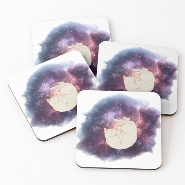 Item preview, Sweet Cosmic Galaxy Dreaming Cat on White designed and sold by AnimaliaStar.