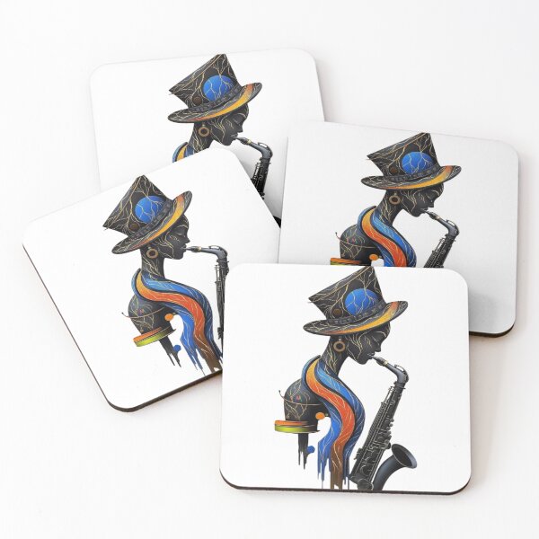 Item preview, Golden Jazz Soul: Saxophone Lady in Midnight Blue designed and sold by Remix Vision.