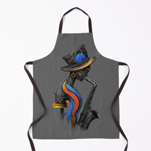 Item preview, Golden Jazz Soul: Saxophone Lady in Midnight Blue designed and sold by Remix Vision.