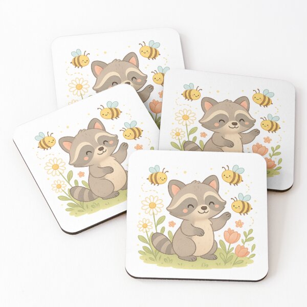 Item preview, Cheerful Wildflower Raccoon Illustration with 'Bloom with Me' Text - Summer Kawaii T-Shirt Design designed and sold by DrainedUwU.