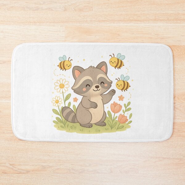 Item preview, Cheerful Wildflower Raccoon Illustration with 'Bloom with Me' Text - Summer Kawaii T-Shirt Design designed and sold by DrainedUwU.