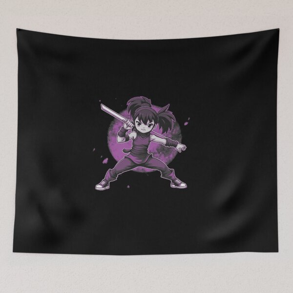 Item preview, Purple Kunoichi Assassin - Stealth Ninja girl with katana and pony tails  designed and sold by A Greek geek Girl.