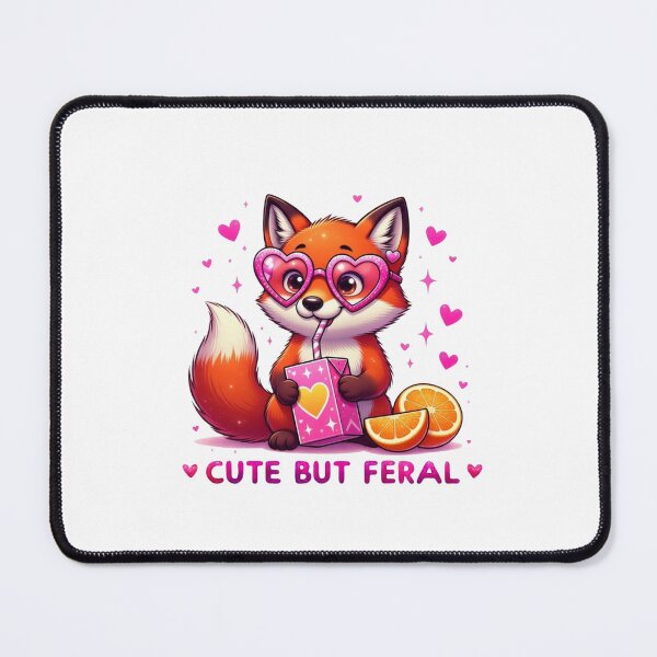 Item preview, Cute But Feral Red Fox Pink Heart Sunglasses Juice Box Kawaii designed and sold by Hinata04.