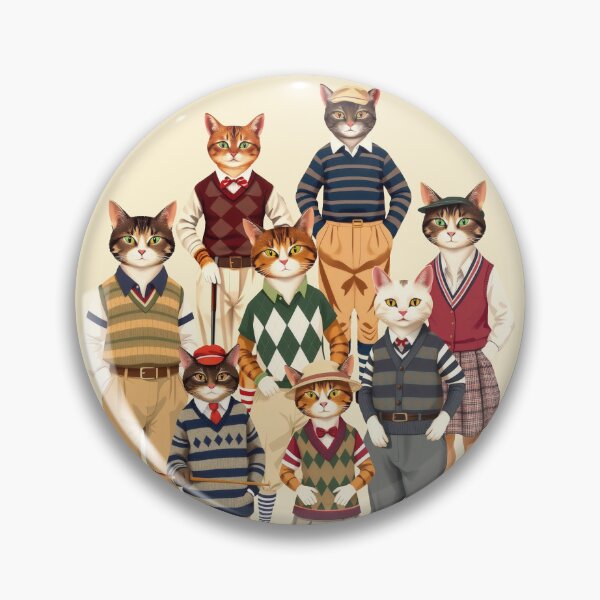 Item preview, Anthropomorphic Cat Golfers | Gift for Golf Lover designed and sold by UnhingedBird.