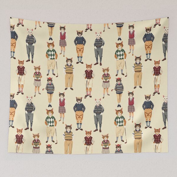 Item preview, Anthropomorphic Cat Golfers | Gift for Golf Lover designed and sold by UnhingedBird.