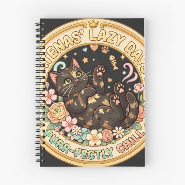 Item preview, Atenas' Lazy Days | Kawaii Tortoiseshell Cat Reclining Floral Badge designed and sold by Israelfjds.