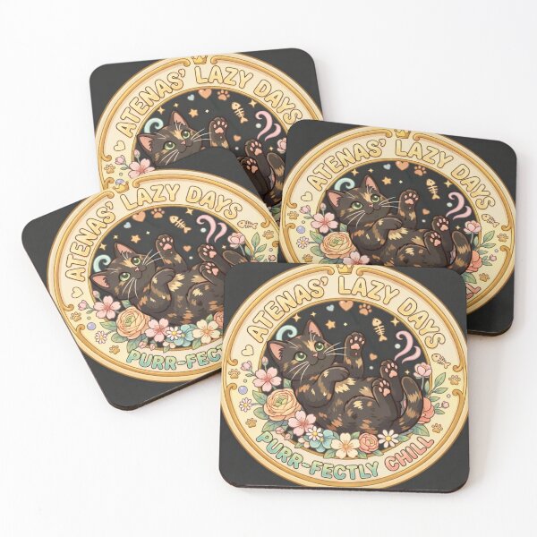 Item preview, Atenas' Lazy Days | Kawaii Tortoiseshell Cat Reclining Floral Badge designed and sold by Israelfjds.