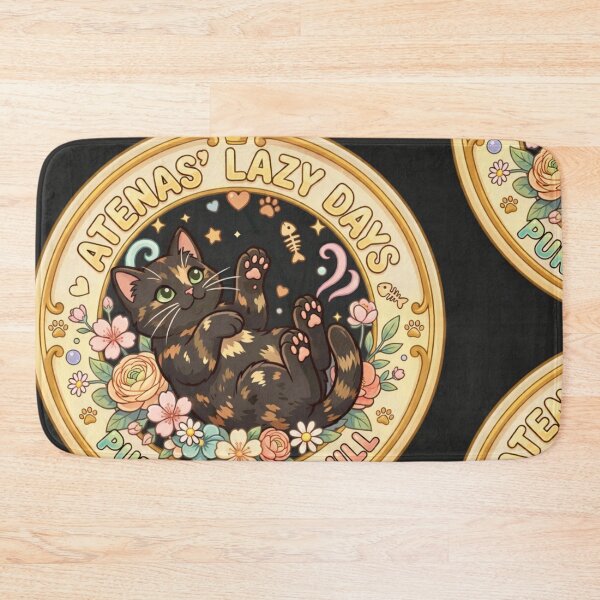 Item preview, Atenas' Lazy Days | Kawaii Tortoiseshell Cat Reclining Floral Badge designed and sold by Israelfjds.