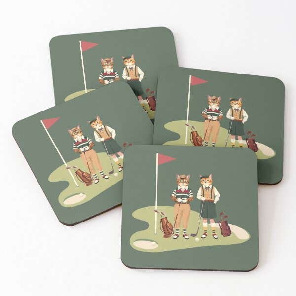 Item preview, Anthropomorphic Cat Golfer Couple | Gift for Golf Lover designed and sold by UnhingedBird.