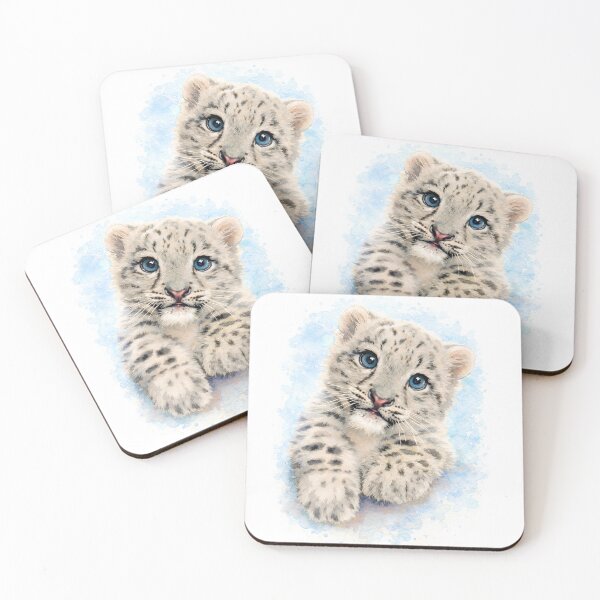 Item preview, Cute Snow Leopard Watercolor Splash Art designed and sold by shpolka.
