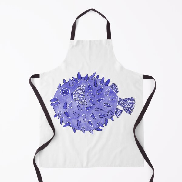 Item preview, Navy Blue Pufferfish Watercolor Design designed and sold by AlinaArt&Design.