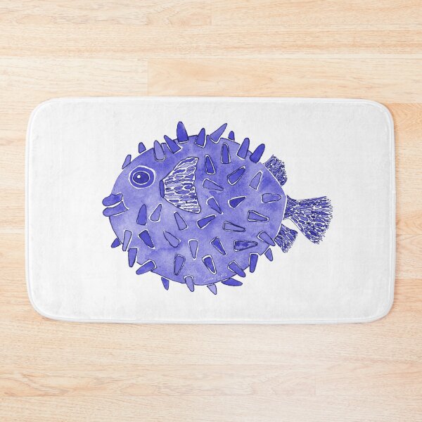 Item preview, Navy Blue Pufferfish Watercolor Design designed and sold by AlinaArt&Design.