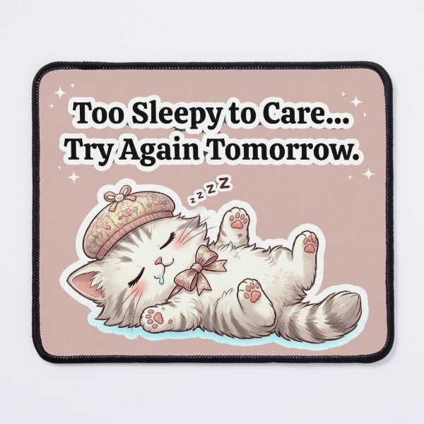 Item preview, Too Sleepy to Care Cat Meme Funny Lazy Mood designed and sold by Serene Whiskers.