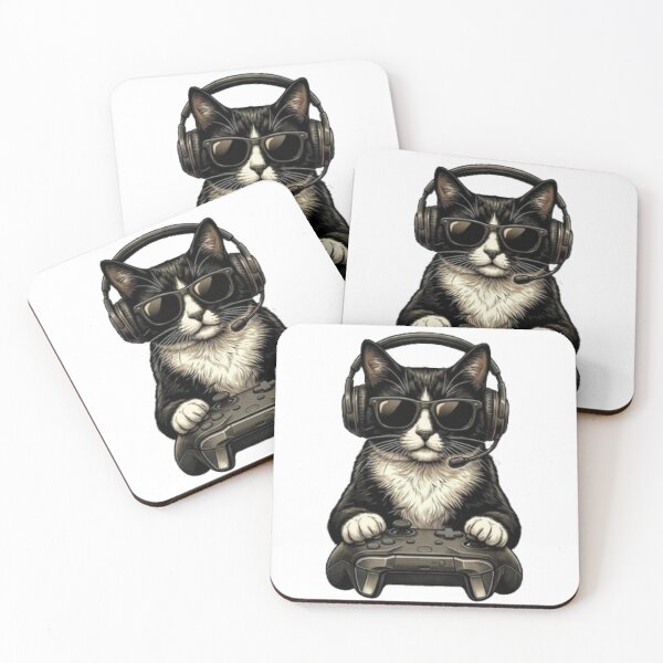 Item preview, Funny Gamer Cat Tuxedo Cat with Headset and Controller Graphic designed and sold by Pickles & Co..