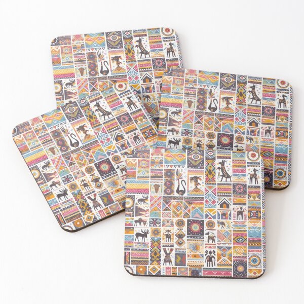 Item preview, Colorful Tribal Patchwork | Geometric Squares Pattern designed and sold by ChloeDesigns401.