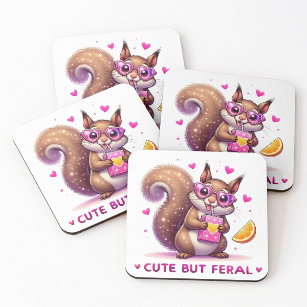 Item preview, Cute But Feral Squirrel Pink Heart Sunglasses Juice Box Kawaii designed and sold by Hinata04.