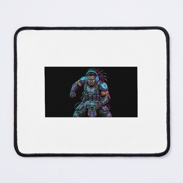 Item preview, African Gamer Warrior Cyberpunk Neon Streetwear Art designed and sold by SportyCritter.