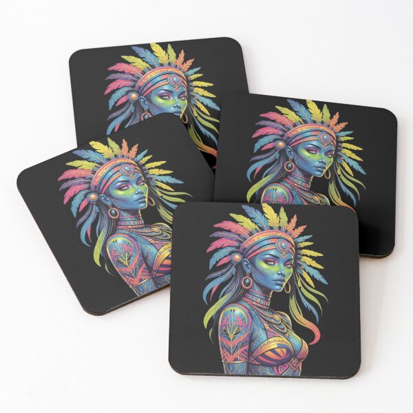Item preview, Neon Tribal Queen: Vibrant Headdress Art designed and sold by Remix Vision.