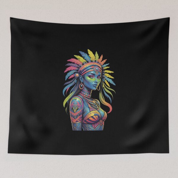 Item preview, Neon Tribal Queen: Vibrant Headdress Art designed and sold by Remix Vision.
