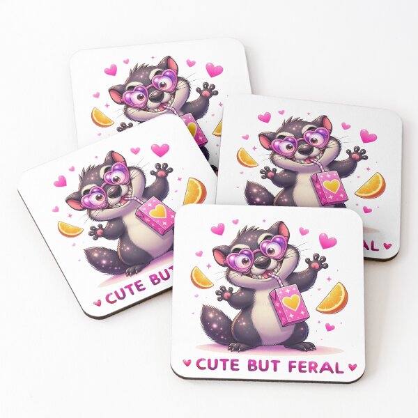 Item preview, Cute But Feral Tasmanian Devil Pink Heart Sunglasses Juice Box Kawaii designed and sold by Hinata04.