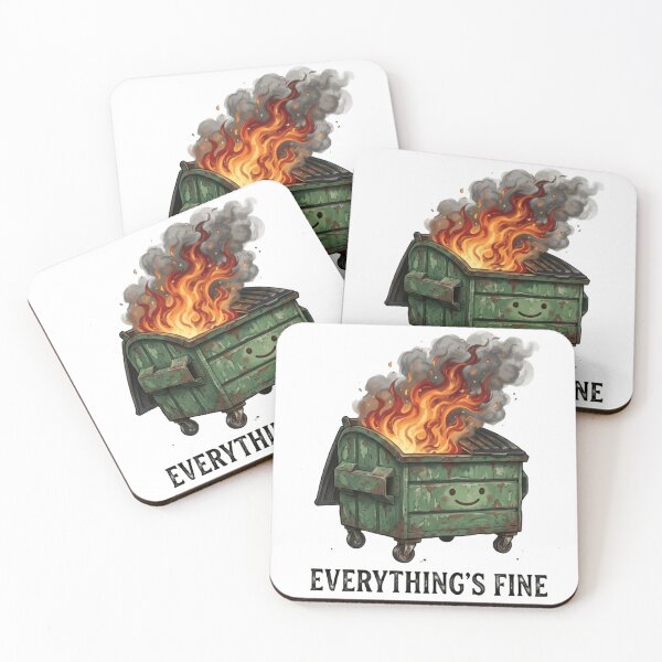Item preview, Everything's fine - Smiley Dumpster Fire Response Team Crisis Experts designed and sold by SkeletonsDanger.