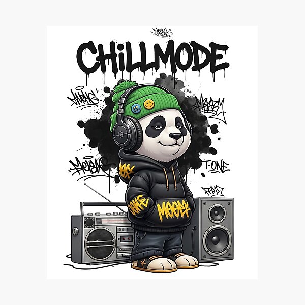 Item preview, Panda Chillmode Streetwear Graphic – Hip Hop Graffiti Music Design designed and sold by ColorFlick.