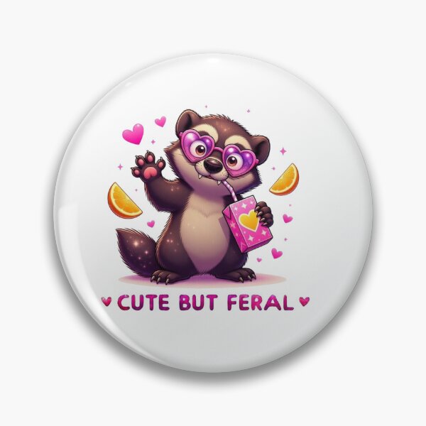 Item preview, Cute But Feral Wolverine Pink Heart Sunglasses Juice Box Kawaii designed and sold by Hinata04.