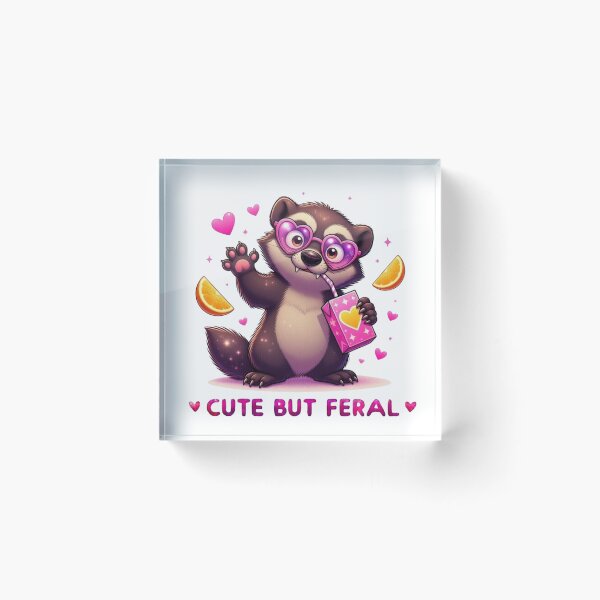 Item preview, Cute But Feral Wolverine Pink Heart Sunglasses Juice Box Kawaii designed and sold by Hinata04.