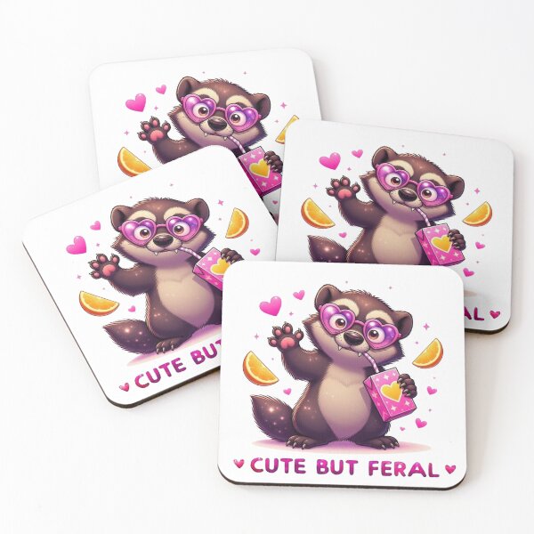 Item preview, Cute But Feral Wolverine Pink Heart Sunglasses Juice Box Kawaii designed and sold by Hinata04.