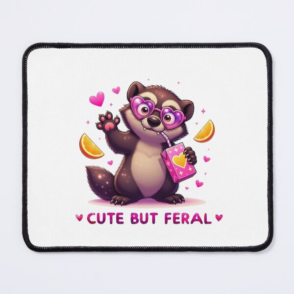 Item preview, Cute But Feral Wolverine Pink Heart Sunglasses Juice Box Kawaii designed and sold by Hinata04.