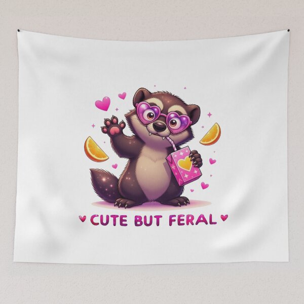 Item preview, Cute But Feral Wolverine Pink Heart Sunglasses Juice Box Kawaii designed and sold by Hinata04.
