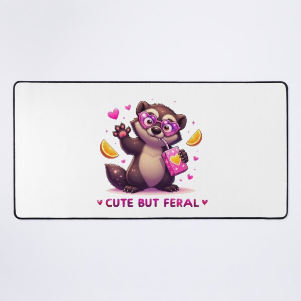 Item preview, Cute But Feral Wolverine Pink Heart Sunglasses Juice Box Kawaii designed and sold by Hinata04.