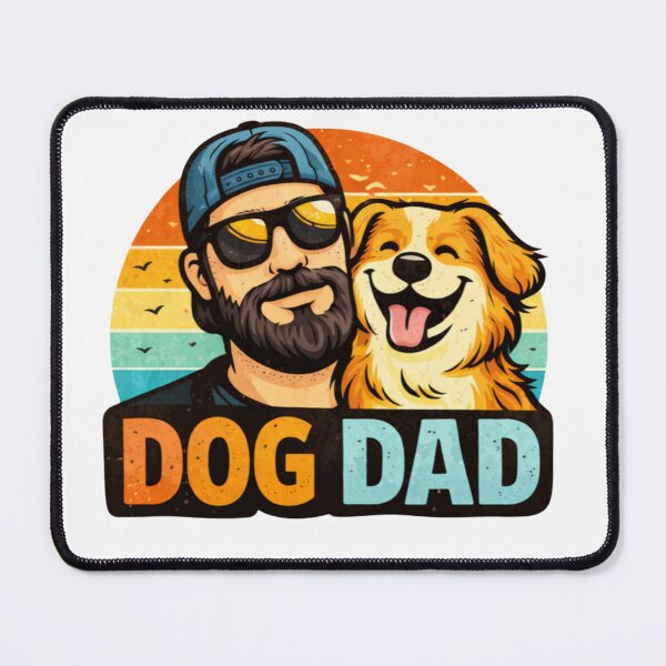 Item preview, Dog Dad Retro Sunset Funny Dog Lover Gift Design designed and sold by InjeyArt.