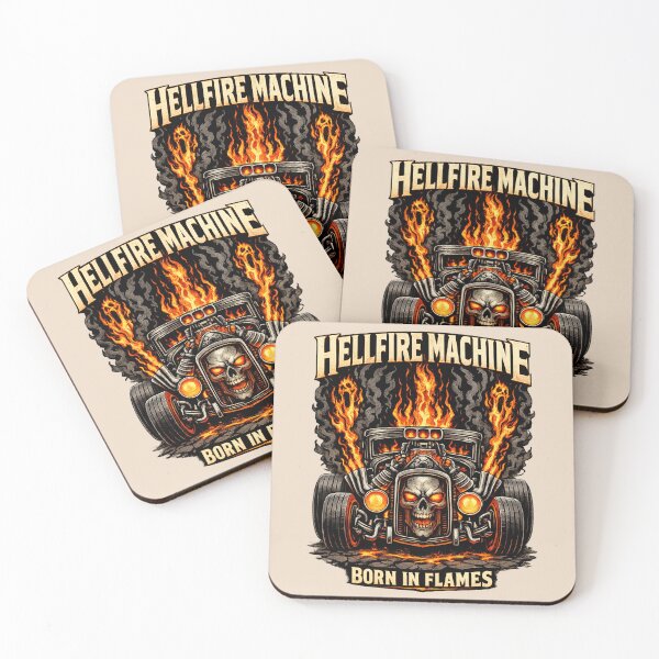 Item preview, Hellfire Machine Skull Hot Rod designed and sold by Retro Arabica.