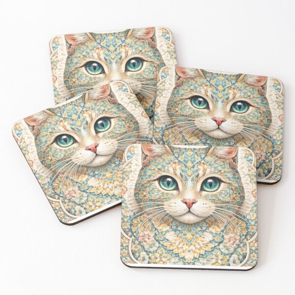Item preview, Floral Mandala Cat with Stunning Green Eyes Art designed and sold by Hafcishop.