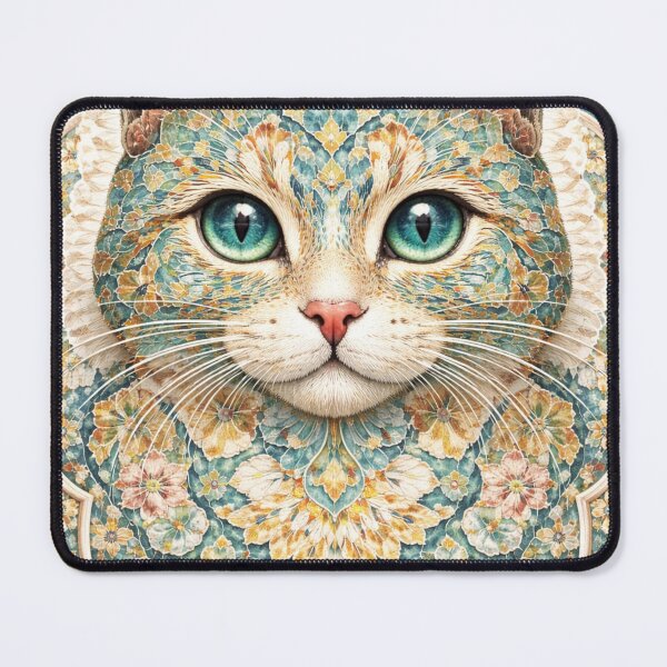 Item preview, Floral Mandala Cat with Stunning Green Eyes Art designed and sold by Hafcishop.