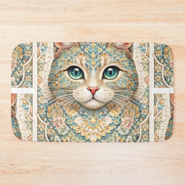 Item preview, Floral Mandala Cat with Stunning Green Eyes Art designed and sold by Hafcishop.