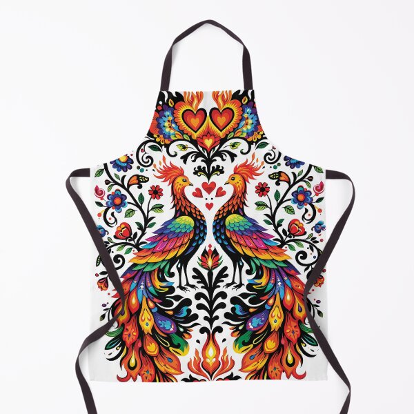 Item preview, Colorful Folk Art Birds Symmetrical Ornament Design designed and sold by Gold Turtle Lina.