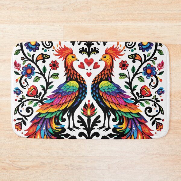 Item preview, Colorful Folk Art Birds Symmetrical Ornament Design designed and sold by Gold Turtle  Lina.