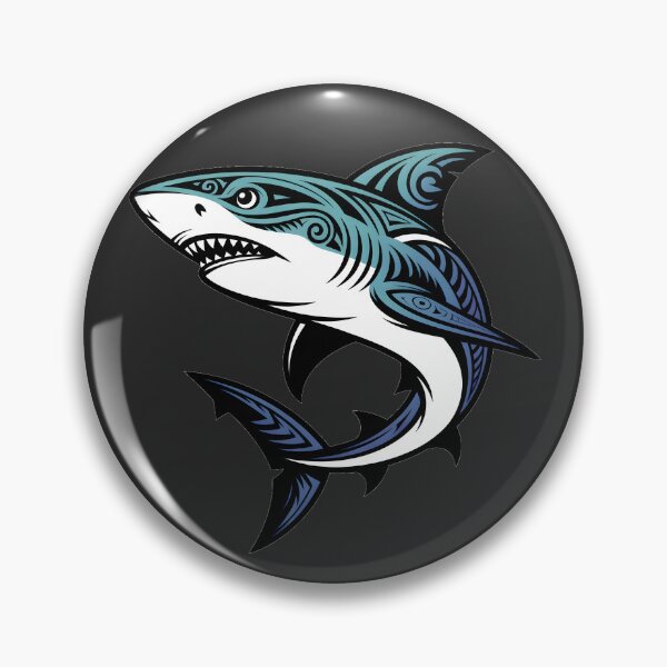 Artikelvorschau, Stammes-Hai-Illustration – Tattoo-Design im Stil eines Raubtiers aus dem blauen Ozean entworfen und verkauft von ArcticFoxStudio.