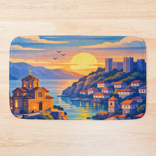 Item preview, Ohrid North Macedonia Vintage Travel Art designed and sold by MatthewHeights.