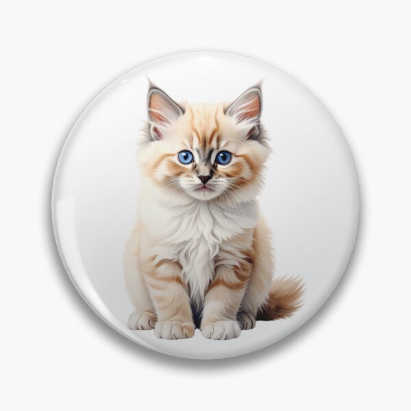 Item preview, Cream Ragdoll Kitten – Realistic Blue Eyed Cat Illustration, Fluffy Cat Portrait, Pet Lover Gift designed and sold by SabraDD.