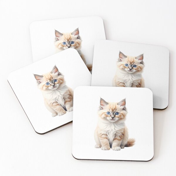 Item preview, Cream Ragdoll Kitten – Realistic Blue Eyed Cat Illustration, Fluffy Cat Portrait, Pet Lover Gift designed and sold by SabraDD.