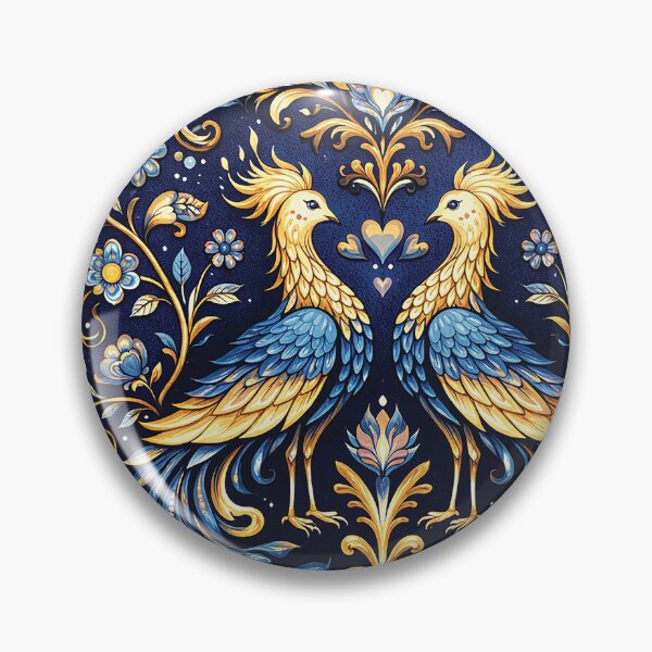 Item preview, Golden Phoenix Birds Symmetrical Folk Art Design designed and sold by Gold Turtle  Lina.
