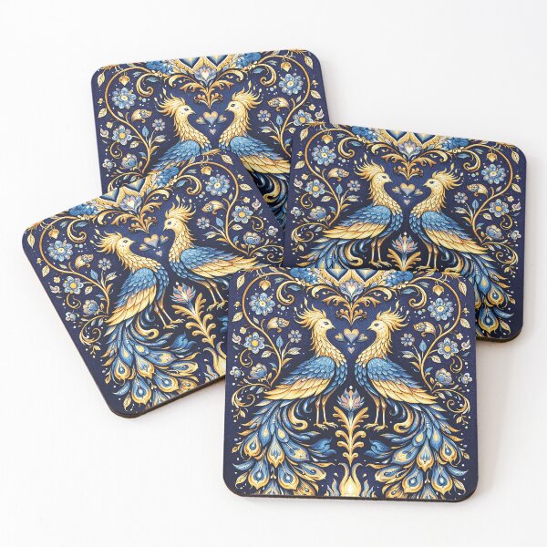 Item preview, Golden Phoenix Birds Symmetrical Folk Art Design designed and sold by Gold Turtle  Lina.