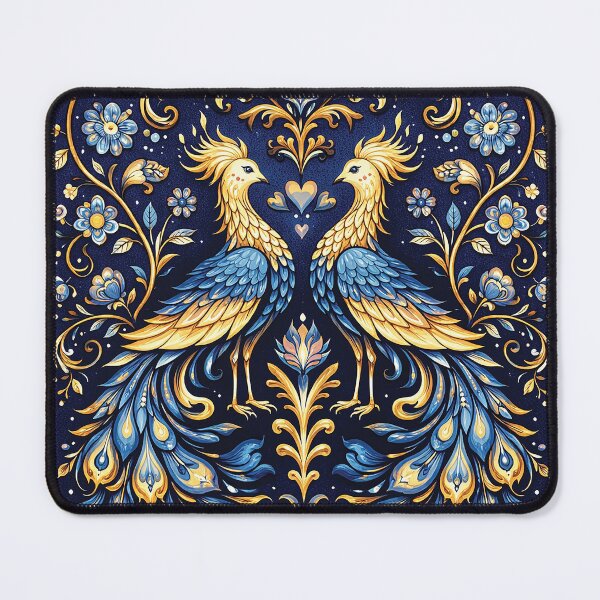 Item preview, Golden Phoenix Birds Symmetrical Folk Art Design designed and sold by Gold Turtle Lina.