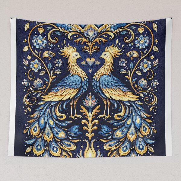 Item preview, Golden Phoenix Birds Symmetrical Folk Art Design designed and sold by Gold Turtle  Lina.